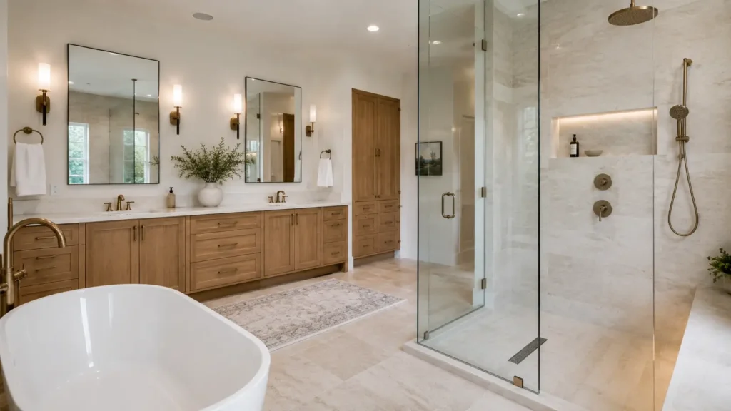 Luxury Walk-in Shower Bathroom Design with Clean Look