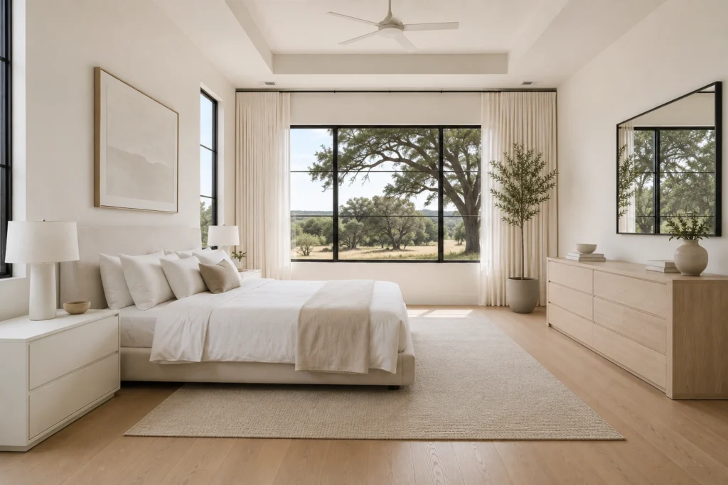 calm white bedroom