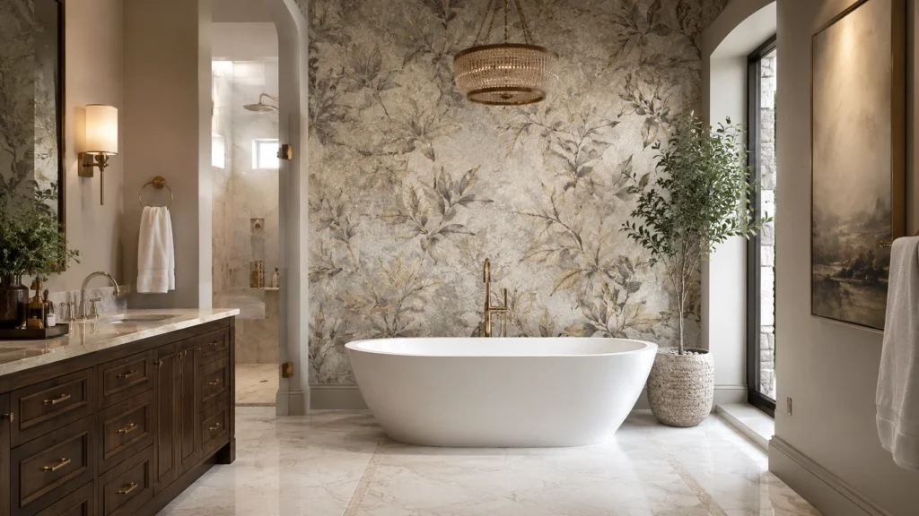contemporary-bathroom wallpaper design wall decor