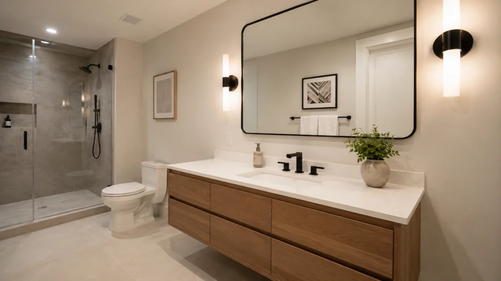 elegant basement bathroom design stylish vanity
