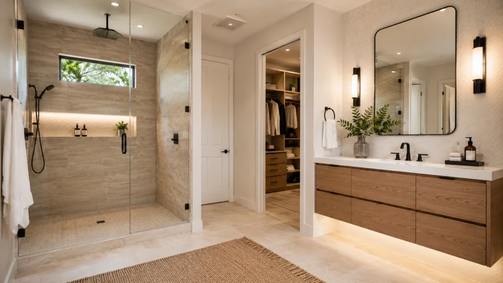 elegant texas farmhouse bathroom design