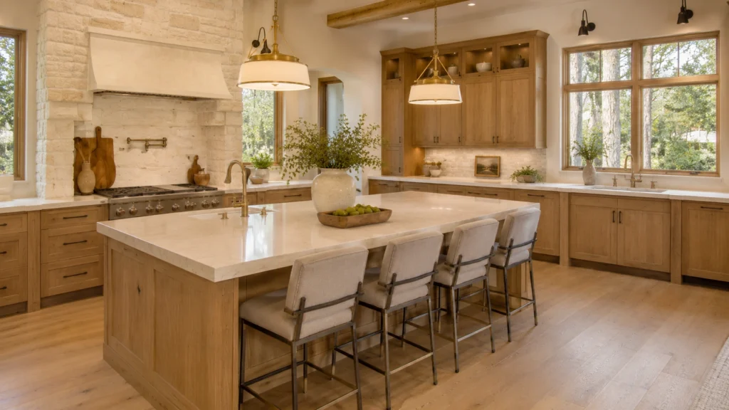 elegant texas kitchen design statement island