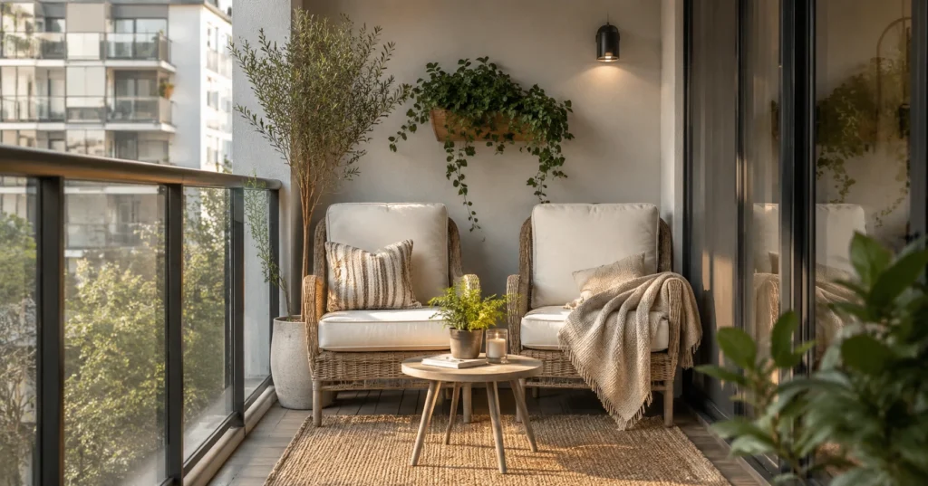 green balcony wall