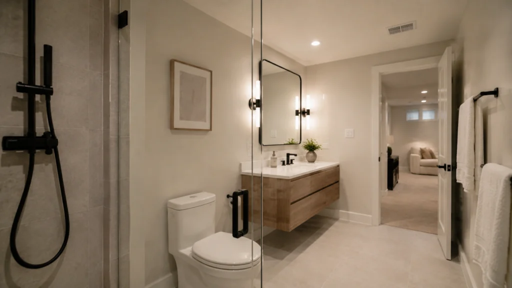 luxury basement bathroom design walk in shower
