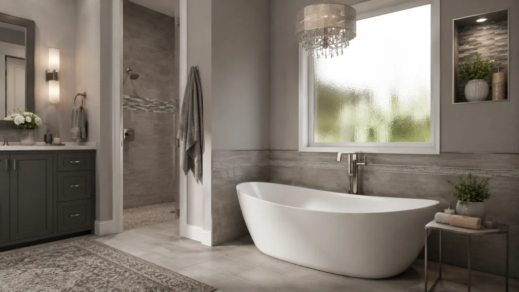 luxury grey bathroom design clean interior look