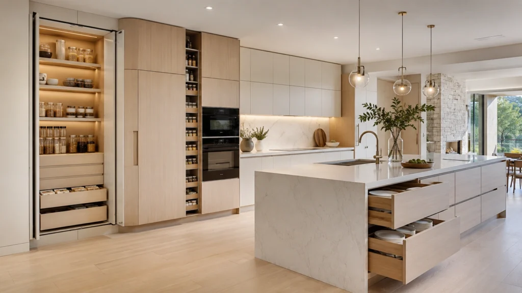 minimalist kitchen interior hidden storage