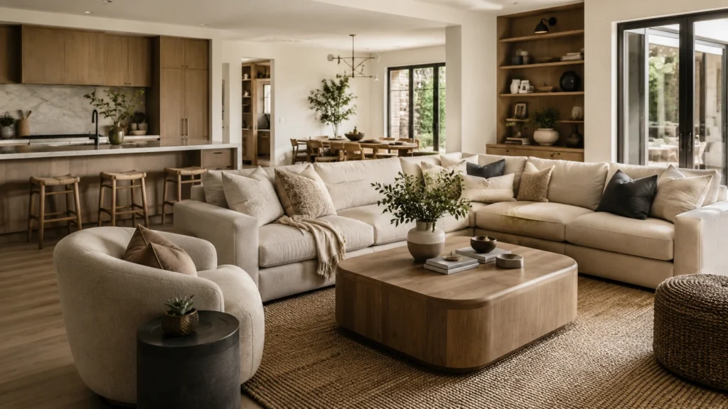 minimalist-living-room design soft seating arrangement