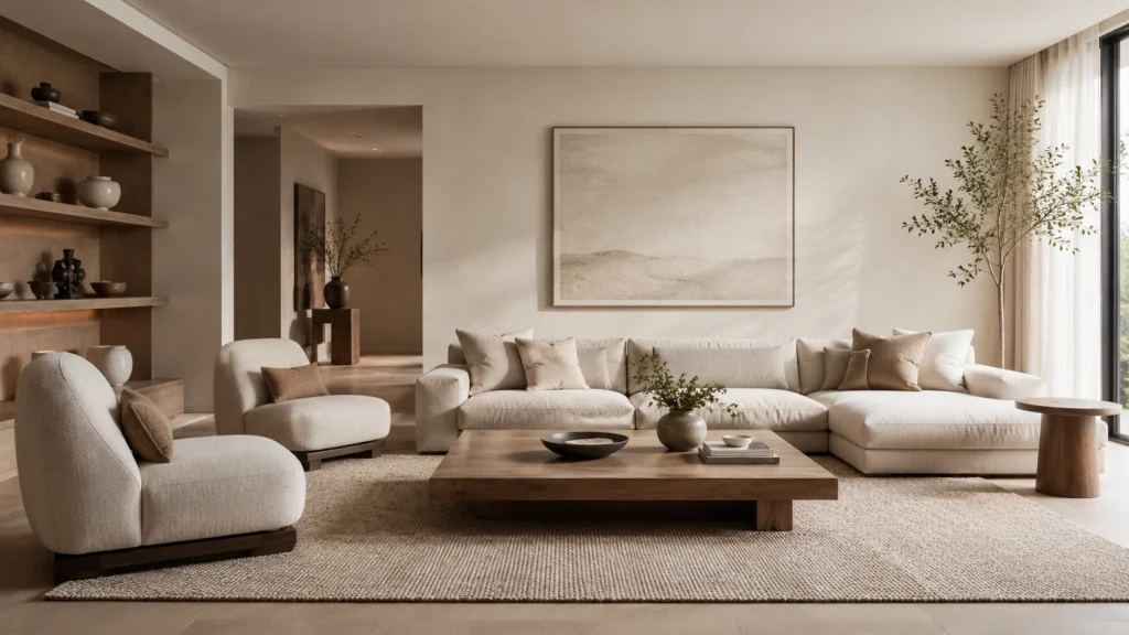 minimalist-living-room design soft seating arrangement