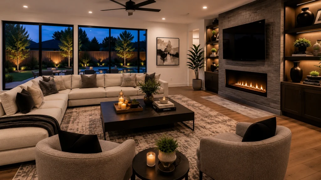modern living room comfortable sofa layout