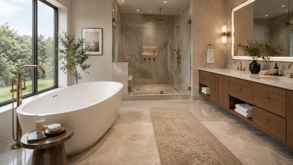modern master bathroom design elegant vanity style