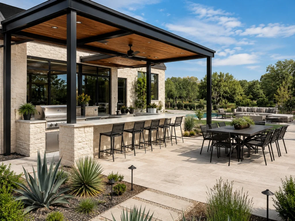 modern outdoor kitchen open space layout