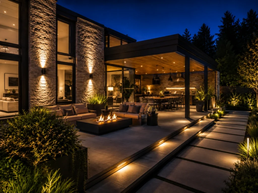 modern outdoor lighting cozy evening glow