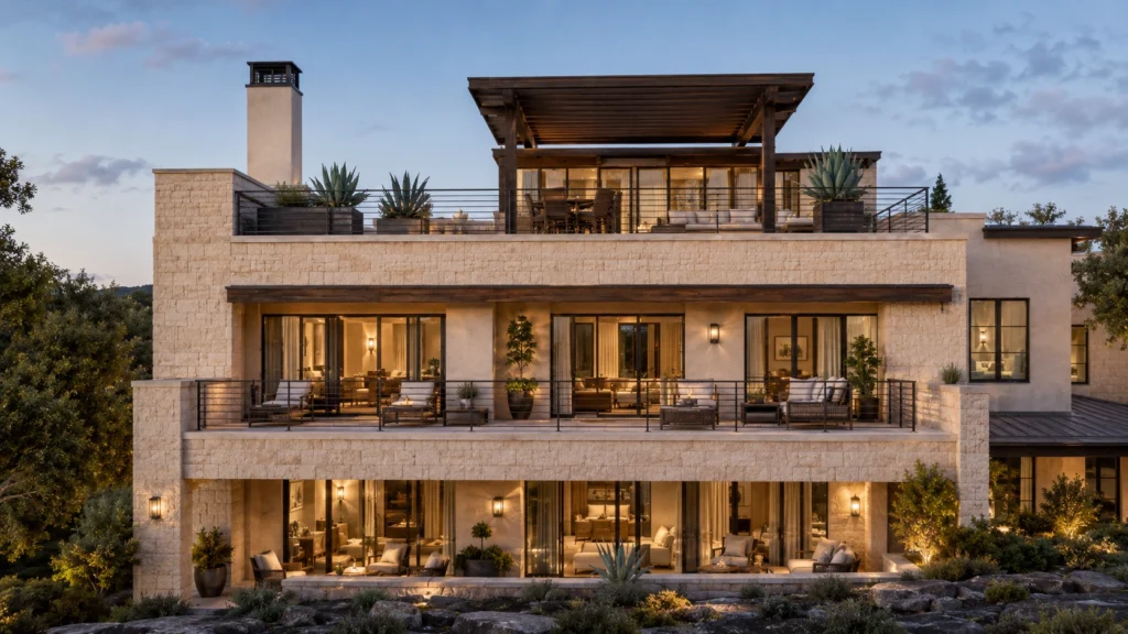 modern rooftop balcony design open seating