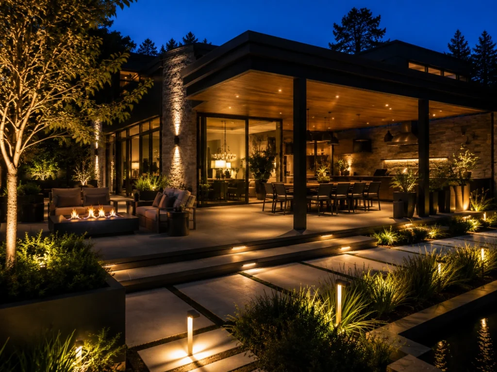 outdoor lighting design warm evening ambience