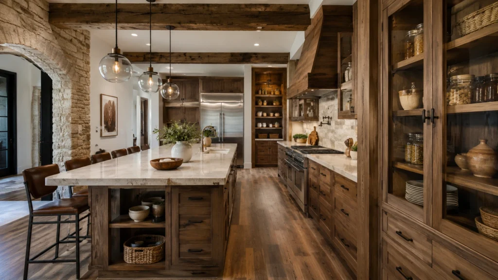rustic texas kitchen wooden cabinets