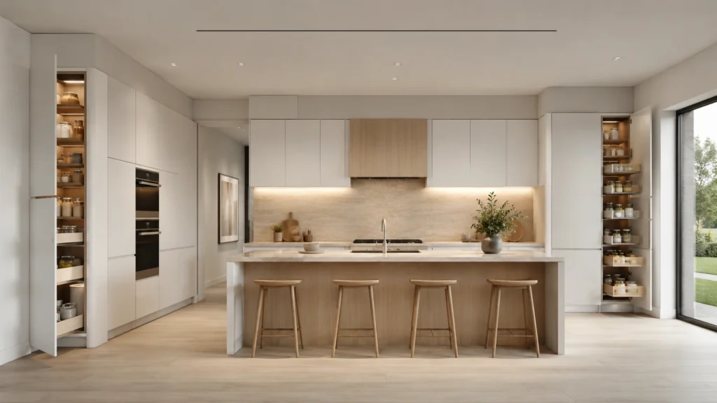 sleek minimalist kitchen built in storage