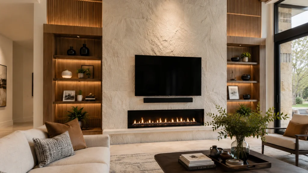 stylish texas textured living room wall
