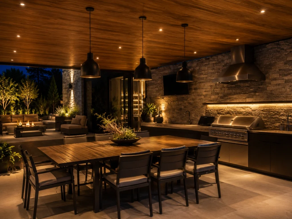 texas outdoor lighting warm evening ambience