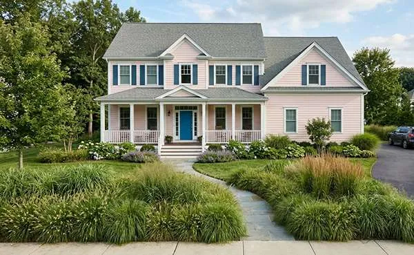 Pale pink, white & azure exterior