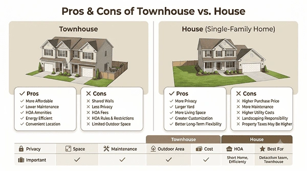 Pros and Cons of Townhouse vs House