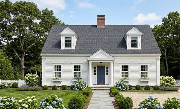 Symmetrical structure of a Cape Cod house