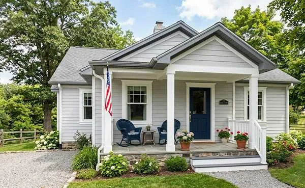 White, gray & dark blue exterior