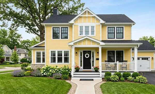 Yellow, white & black exterior