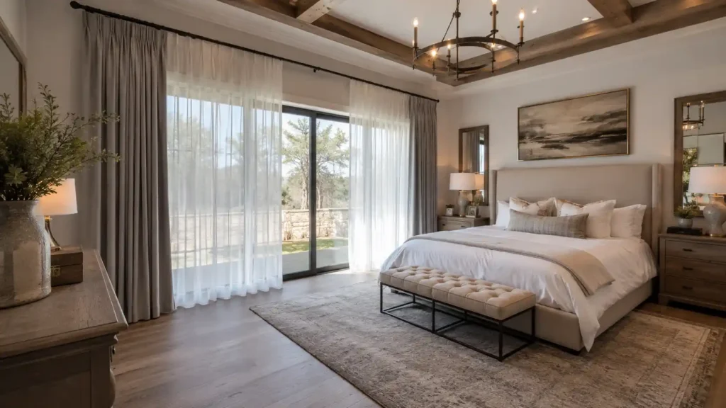 Elegant Bedroom Curtain Design with Layered Drapes