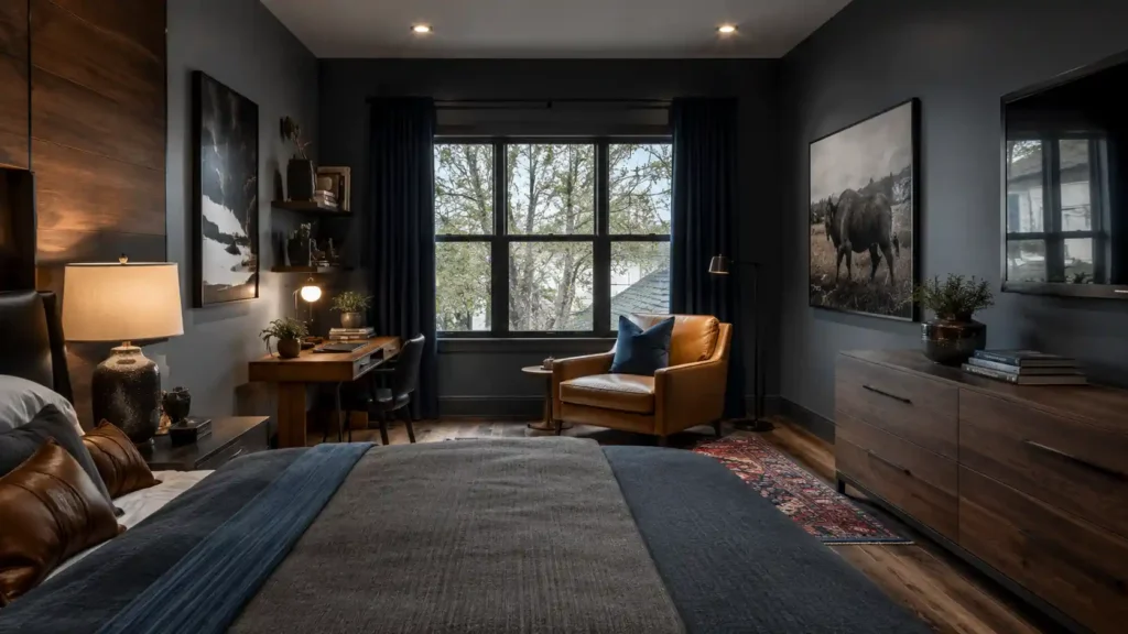 elegant-mens-bedroom-design-wooden