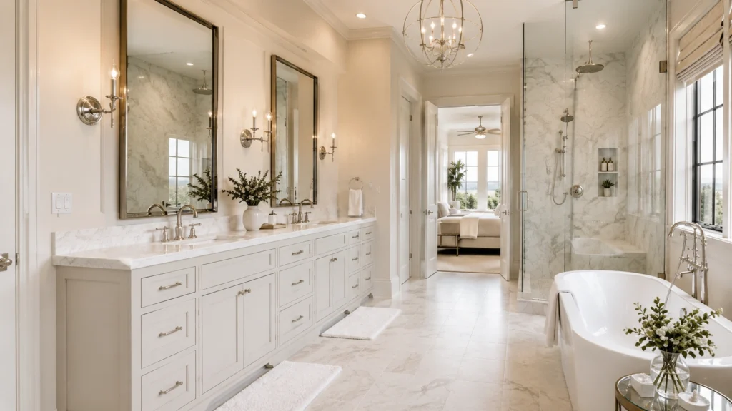 elegant timeless bathroom design double vanity
