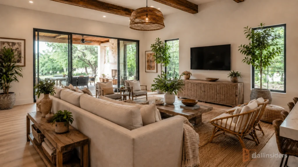 luxury boho living room design premium finishes