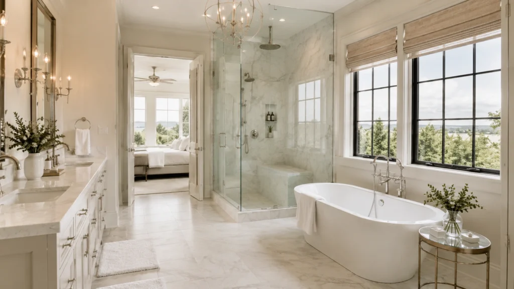 luxury timeless bathroom design walk in shower