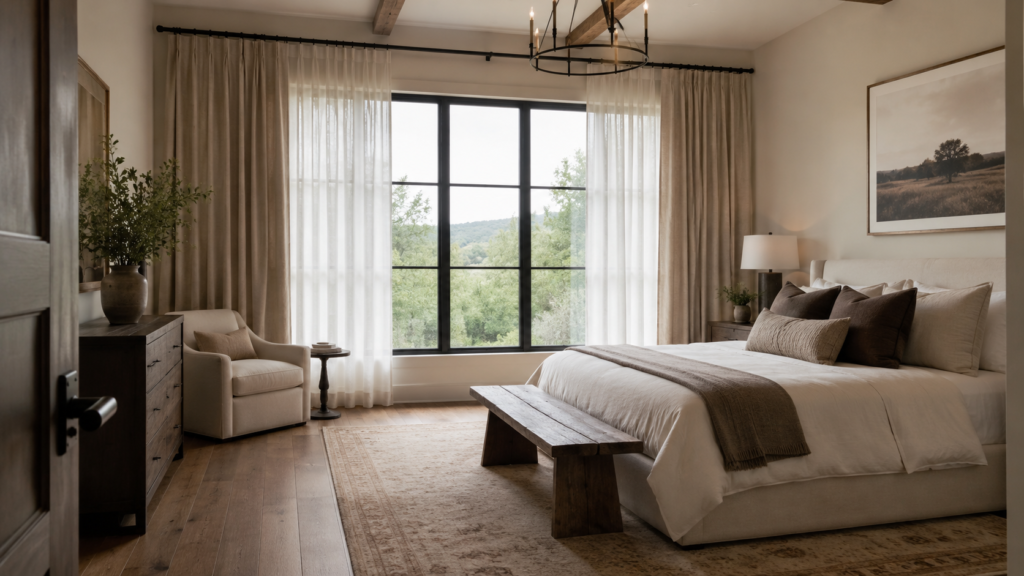 Small Bedroom Curtain Design with Natural Décor