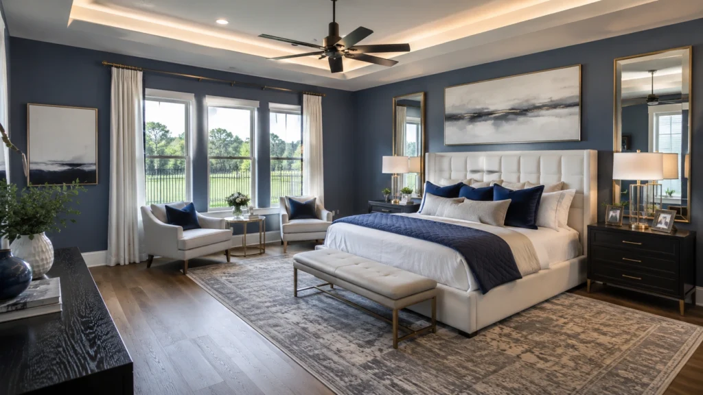 small blue bedroom design natural decor