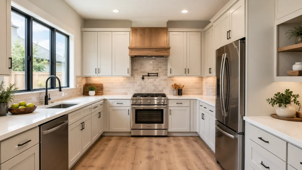 small u shaped kitchen design natural decor