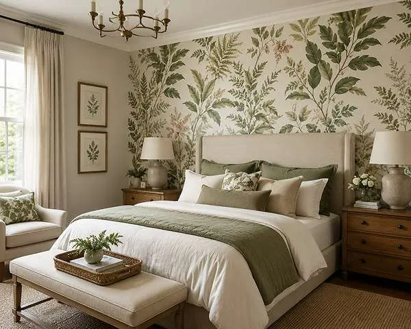 Botanical Wallpaper Accent Idea