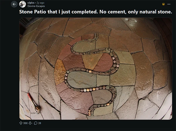 DIY patio structure with sandstone 
