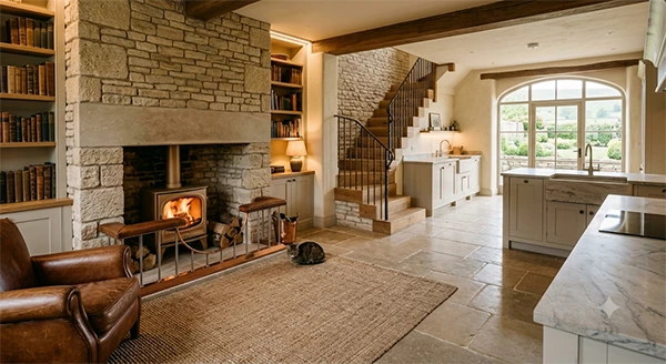 Limestone-based home interior 