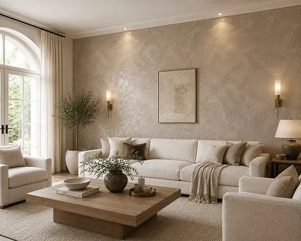 Venetian Plaster Living Room Accent Wall Ideas