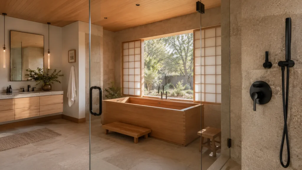 Contemporary Japanese Bathroom Design with Modern Fixtures