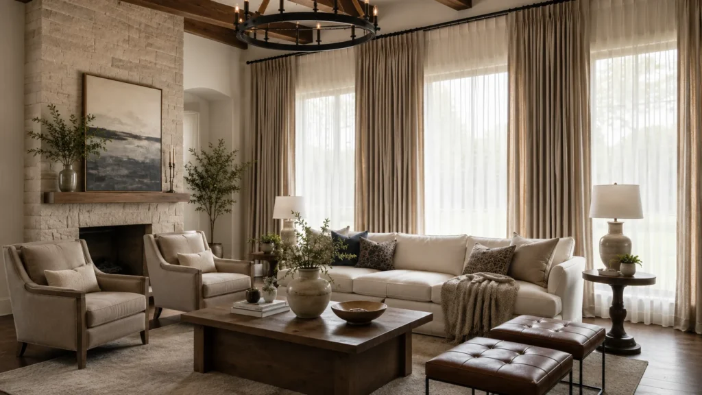 Contemporary Living Room Curtain Design with Modern Décor