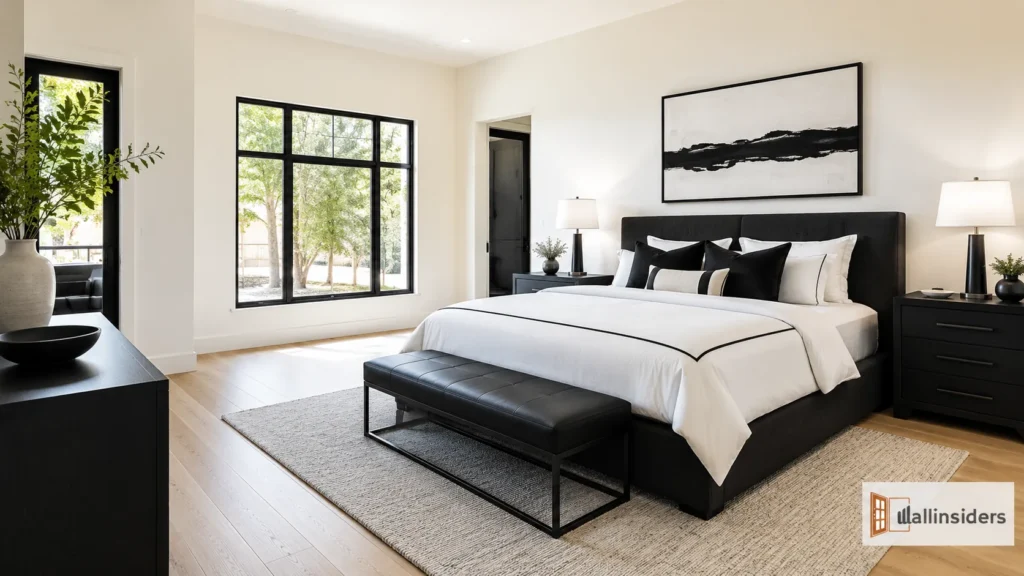 Elegant Black and White Bedroom Design with Stylish Furniture