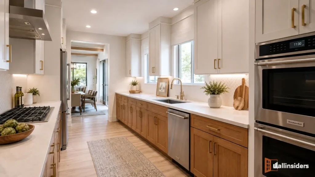 elegant-galley-kitchen-design-warm-interiors