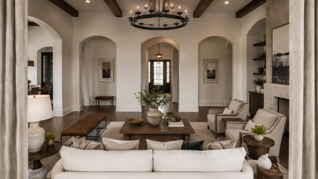 Elegant Living Room Curtain Design with Layered Drapes