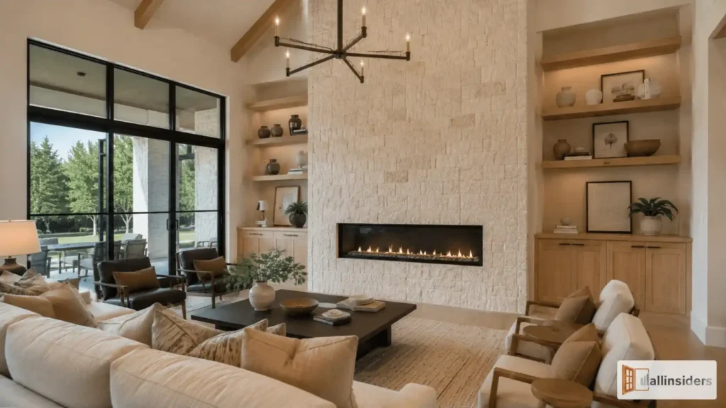 Elegant Living Room Fireplace Design with Stylish Furniture