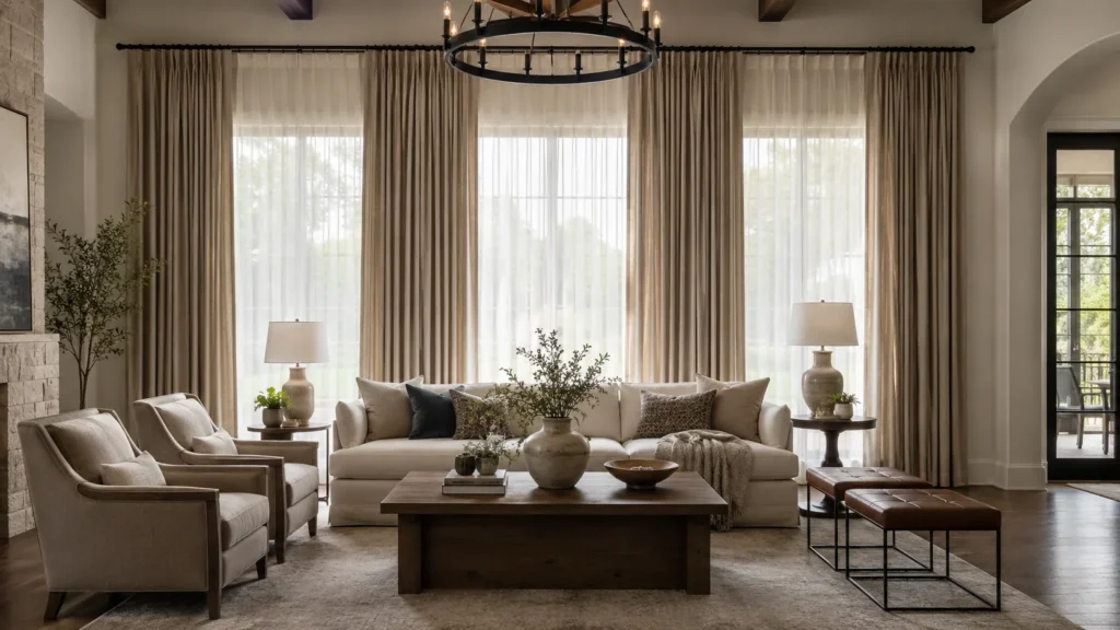 Small Living Room Curtain Design with Natural Décor