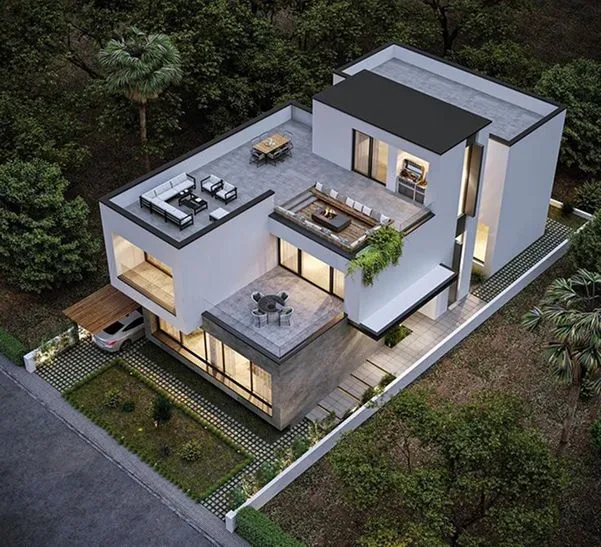 Modern house with rooftop terrace