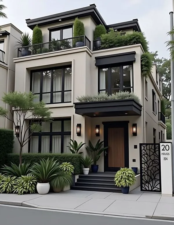 Modern townhouse exterior