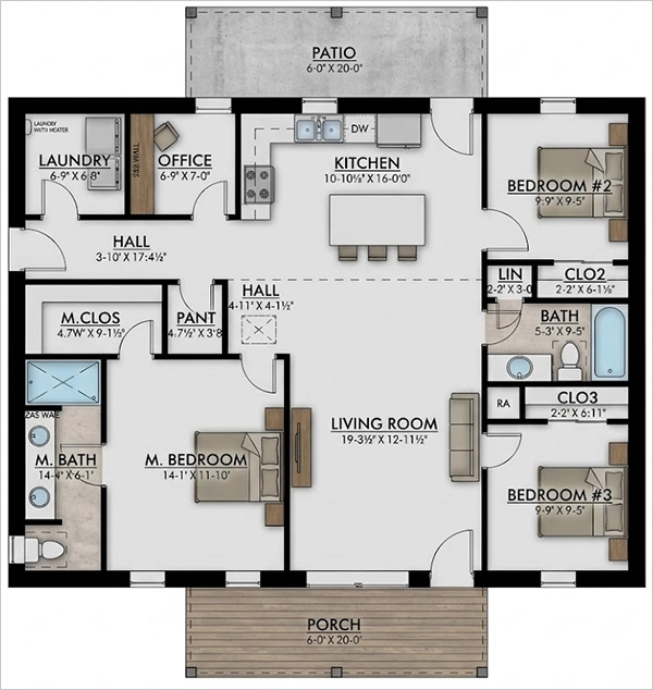 a 2000 to 3000 sq feet barndominium floor plan