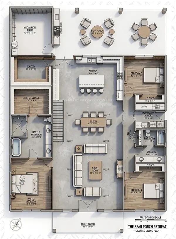 a 3500 sq ft barndominium floor plan